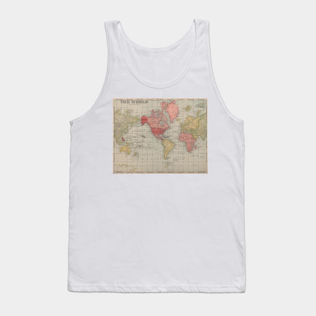 Vintage Map of The World (1907) Tank Top by Bravuramedia